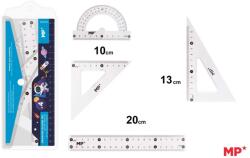 Main Paper Set geometrie Main Paper, 4 piese, transparent, raportor, 2 echere, rigla 20 cm, albastru (MR176244)