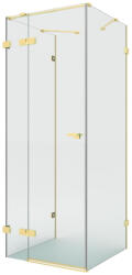 NEW TRENDY Eventa Gold Brushed cabină de duș 80x80 cm pătrat auriu periat/sticlă transparentă EXK-8344 (EXK8344)