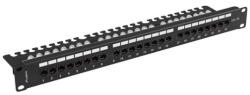 Lanberg PPUA-1124-B 19" 1U Cat. 6A UTP 24port árnyékolatlan kábelrendezős fekete patch panel - pcx