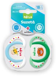 ADORA Suzeta din silicon, cu cutie de sterilizare, 18 luni +, design baiat, 2 bucati, Adora