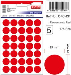 Tanex Etichete autoadezive rotunde, D19 mm, 175 buc/set, TANEX, rosu (TX-OFC-131-RE)