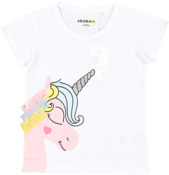 Losan Unicorn imprimare tricou cu mânecă scurtă pentru fete alb (13E786)
