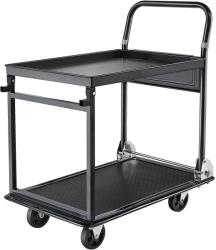 VEVOR Összecsukható platós kocsi, teherbírás 317, 51 kg, 2 szintes, 730 × 470 × 820 mm