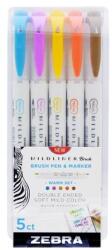 Zebra Markere, set, față-verso, ZEBRA "Mildliner Warm", 5 culori, 5 buc