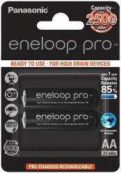 Panasonic eneloop Pro 2500mAh HR6 BK-3HCDE/2CP EKO NiMh ceruza akkumulátor AA újratölthető elem (Panasonic-eneloop-Pro-HR6-2CP-2500)