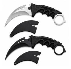 Depox Set doua cutite karambit vanatoare DEPOX®, lamă fixă, oțel inoxidabil 420, negru/gri, 19 cm (2930)