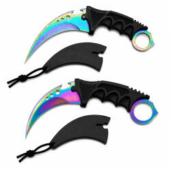 Depox Set doua cutite karambit vanatoare DEPOX®, lamă fixă, oțel inoxidabil 420, multicolor, 19 cm (2931)