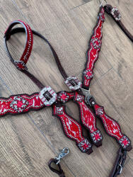  Cayuse Red set 001 western kantár és szügyelő szett