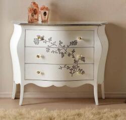 Settimo Comoda Castello bombata din lemn cu decor, 3 sertare, 104 x H 84 cm, stil clasic italian (EU471) Comoda