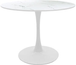 FDY Masa Bucatarie/Dining Brox Rotunda MDF Finisaj Marmura Alba Diametru 120 Cm