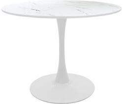 FDY Masa Bucatarie/Dining Brox Rotunda MDF Finisaj Marmura Alba Diametru 80 Cm