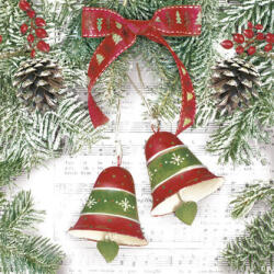 POL-MAK Szalvéták MAKI L (20 db) Xmas Bells on Music Notes