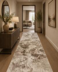 Itea Traversa ITEA 42016-102, Inaltime Fir 10 mm, Latime 1m, Marime 120 x 600 cm, Ivory, Crem si Maro, Festonata Surfilata Tivita, Antialergica, Polipropilena, Living, Dormitor, Coridor, Hol Covor