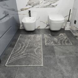 Joy Set 2 Covorase de Baie Antiderapante Joy, Gri, Marimi 57 100 cm si 57 50 cm, Poliester, Grosime Totala 7 mm Covor
