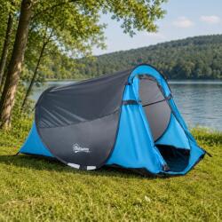 SolPlant. ro Cort camping, 2 persoane, impermeabil, tip igloo, cu husa, albastru deschis, 220x108x110 cm Cort