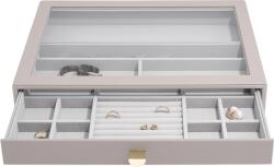 Stackers Casetă pentru bijuterii Stackers cu 16 compartimente supersize taupe cu sertar și capac de sticlă (75810)
