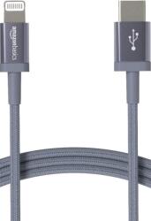 Amazon Basics MFi-tanúsított fonott nylon USB-C Lightning töltőkábel iPhone 13/12/11/X/XS/XR/8 készülékekhez, 1, 8 m, sötétszürke