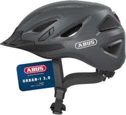 ABUS Urban-I 3.0 Kerékpáros Sisak Hátsó Lámpával, Napellenzővel és Mágneses Csattal, L-es méret (56-61 cm), Titan Fekete