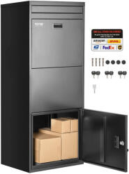 VEVOR Csomagátvevő postaláda zárral 1198x500x360 mm, levél- és csomagbedobó nyílással, fekete