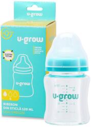 U-GROW Biberon de sticla 120 ml+2 tetine extra, U-Grow (UG0-04BS120) - evelise