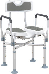 HOMCOM Scaun de Duș cu Șezut Fantă Înălțime Reglabilă Antiderapant Spătar și Cotieră Sarcină 136 kg Gri | Aosom Romania (712-064V00GY)