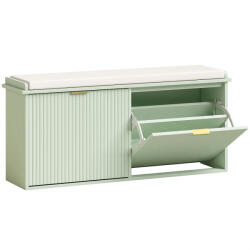 HomCom Bancă pentru pantofi cu pernă de șezut căptușită și sertar rabatabil pentru hol, dormitor, 104 x 26 x 47, 5 cm, verde | Aosom Romania (837-559V82LN) Pantofar
