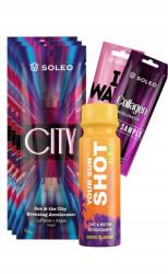Soleo City bronzosító szett 3x15ml barnító gyorsítóval, 2x5ml minta, érzéki illat, normál bőrre (170720241603)