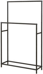 HomCom Törölközőtartó, szabadon álló, 2 rúd, rozsdamentes, 66x 20x 110 cm, fekete (850-316V00BK)