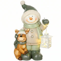 HomCom Hóember figura 43 cm MGO-ból LED lámpával és időzítővel, bejárathoz és ajtóhoz (83C-338V00MX)