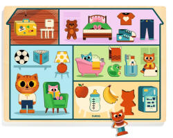  Házikós puzzle - Fa formabeillesztő - Puzzlo House - DJ01834