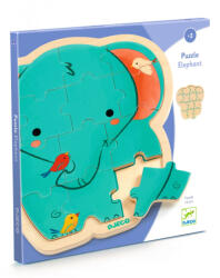 DJECO Elefánt fa puzzle - Fa formapuzzle 14 db - Puzzlo Elephant - DJ01823