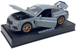 Miniauto Macheta metal BMW M8 replica 1: 32 gri cu sunete si lumini deschide usi, capota si portbagaj (JPT)