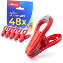 Vileda Clame de rufe Vileda 48 bucati, fara metal, rezistente la intemperii, rosii (5074383)