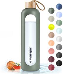 Wessper Sticla de apa Wessper 1L din sticla borosilicata, cu husa din silicon, culoare olive (46014305)