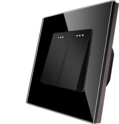 Luxion Intrerupator Dublu Mecanic LUXION cu Rama din Sticla Negru (LX-MP004GF-B)