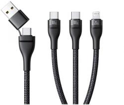 Baseus FLASH SERIES III adatkábel 3in1 (Type-C/USB - 2 Type-C/lightning, PD gyorstöltő, 100W, 150cm), fekete (P10377501111-00)
