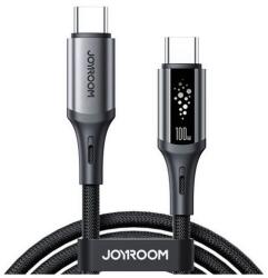JOYROOM STARTALK adatkábel (Type-C - Type-C, 100W, PD gyorstöltő, LED jelzés, 120cm) FEKETE (S-A60 C-C 100W 1.2M BLACK) (S-A60 C-C 100W 1.2M BLACK)