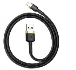Baseus CAFULE adatkábel (USB - lightning, 2.4A, gyorstöltő 3.0, 100cm, törésgátló) FEKETE/ARANY (CALKLF-BV1)