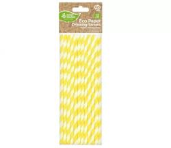  Sárga Yellow Stripes rugalmas papír szívószál 12 db-os - pepita - 152 Ft