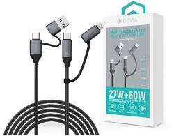 DEVIA Extreme Speed Series Multi Functions 4in1 USB-A/Type-C/Lightning adat- és töltőkábel (ST121553) fekete (ST121553)