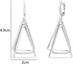 DRESCHER Jewellery Ezüst háromszög alakú fülbevaló fehér kövekkel