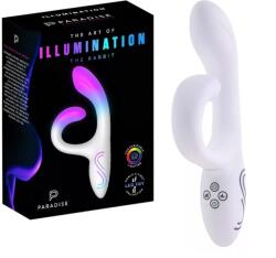 Paradise Vibrator Paradise Illumination The Rabbit , Control Aplicatie Mobila, Lumina Led, Silicon, USB Magnetic, Alb, 21.6 cm Vibrator