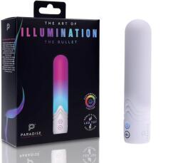 Paradise Vibrator Paradise Illumination The Bullet, Control Aplicatie Mobila, Lumina Led, Silicon, USB Magnetic, Alb, 11.8 cm Vibrator