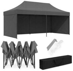 MultiGarden Kerti pavilon, MultiGarden PAW-FGC-3X6-4, szürke, 3 x 6 m, 4 oldalfallal, fém vázzal, UV-álló és esőálló 210D PE ponyva, 3, 16 m állítható magassággal, hordtáskával (TF5163)
