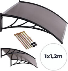 MultiGarden Műanyag előtető, MultiGarden AW-017C-2, 120 x 100 cm, fekete tartóelem, polikarbonát tetőpanel, műanyag tartóelemek, egymás mellé illeszthető, szerelőkészlettel (TF5103)