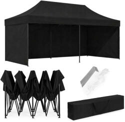 MultiGarden Kerti pavilon, MultiGarden PAW-FGC-3X6-1, fekete, 3 x 6 m, 4 oldalfallal, fém vázzal, UV-álló és esőálló 210D PE ponyva, 3, 16 m állítható magassággal, hordtáskával (TF5160)