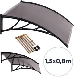 MultiGarden Műanyag előtető, MultiGarden AW-017A-2, 150 x 80 cm, fekete tartóelem, polikarbonát tetőpanel, műanyag tartóelemek, egymás mellé illeszthető, szerelőkészlettel (TF5102)