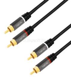 LogiLink Audiokábel, 2x RCA/M - 2x RCA/M, fém, fekete, 5 m (LOGILINK_CA1207) (LOGILINK_CA1207)