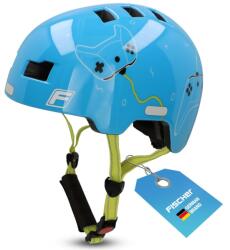 Fischer BMX Kerékpáros Sisak Plus LED Hátsó Lámpával - Game/Világoskék - S/M méret (54-58 cm) - Gyerek Dirt Bike Bukósisak