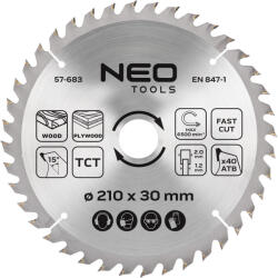 NEO TOOLS Körfűrészlap, keményfém fogakkal, 210x30mm, 40 fog (57-683) - storeplace